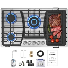 KOXKING Gas Cooktop 36" Inch Propane Gas Stove Top with 5 burners Griddle NG/LPG