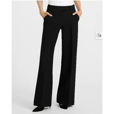 Express Editor Wide Leg Dress Pants Womens 6R Pitch Black Slacks 92-10798
