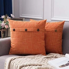  Set of 2 Decorative Linen Throw Pillow Covers Cushion Case Triple Button 
