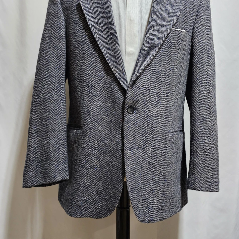 Blazer De Colección Crescent Donegal Tweed Hombres 44R Chaqueta Forrada de Lana Mancha de Espiga Foto 3 de 4