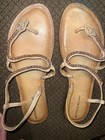 ANTONIO MELANI Leather Sandals Women Size 10m Gold Rhinestone Snake Flats — photo 1