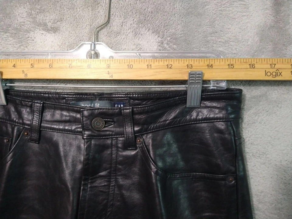 Pantalones Gap De Colección Para Hombres 31x32 Cuero Negro Bota Ajuste Motociclista Punk Rock Foto 3 de 4