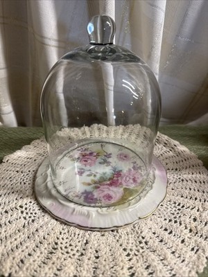 Cloche, w/ Royal Crown Hand Painted 1947 Chantilly Rose Plate Trivet, Beautiful!