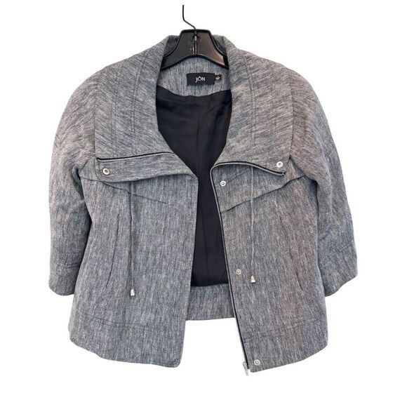 Jon Women's Gray Casual Solid Basic Jacket Size 4 - image 3