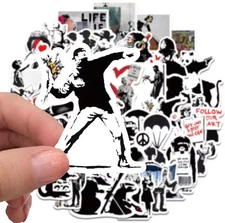 25 PCs Banksy Stickers Vinyl for Laptop, Water Bottle, Waterproof Random