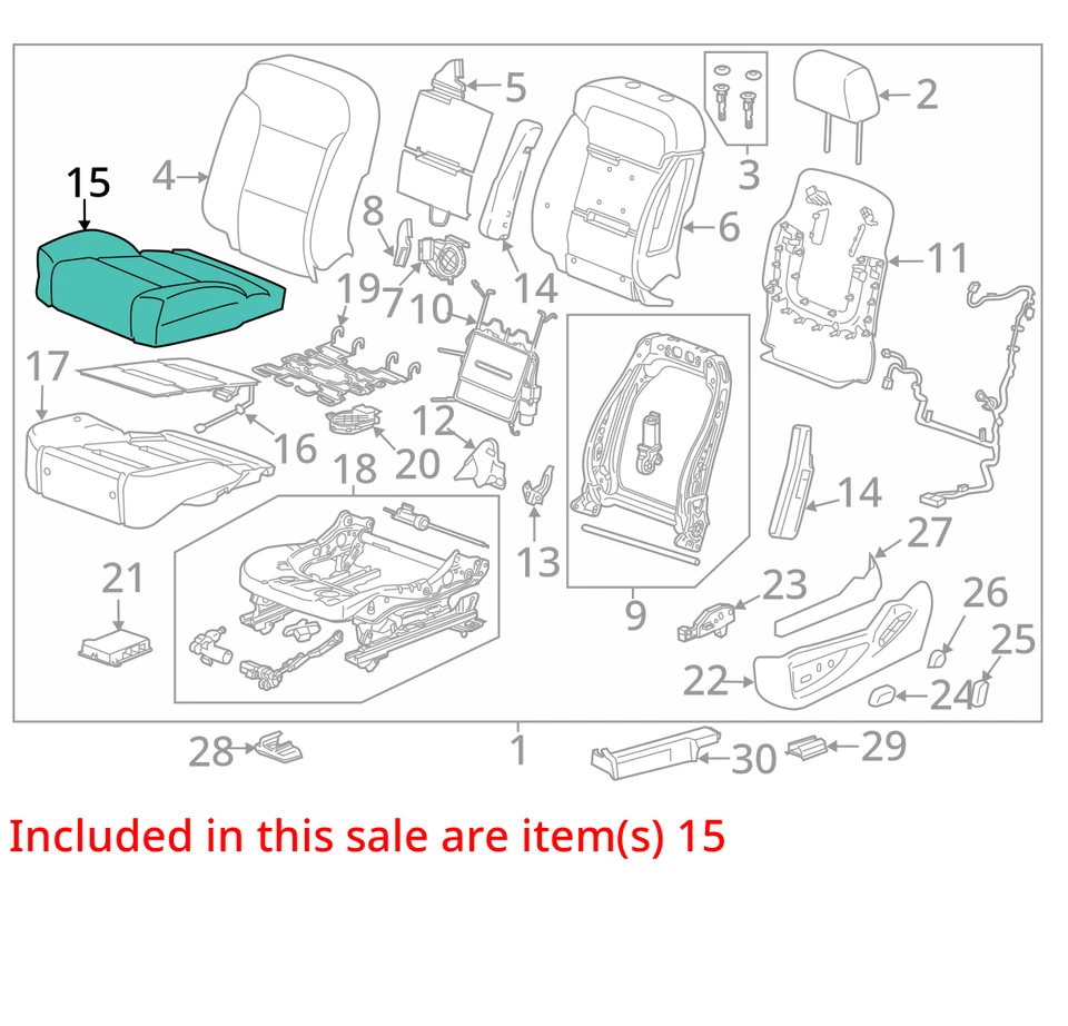 2015-2016 CADILLAC ESCALADE ESCALADE ESV COVER ASM F/SEAT CUSH VECC 23121853 NEW - Image 2 of 3