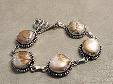 Sterling Silver 925 Baroque Pearl Link Toggle...