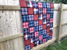 Handmade America 250 Plaid Flannel Rag Quilt Patriotic Label Rustic Lodge