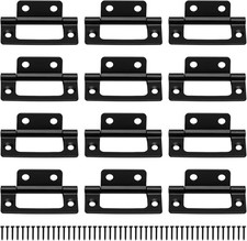 12 Pcs Flush Hinges Black 2 Inch, No Mortise Hinges, Door Hinges Internal with F
