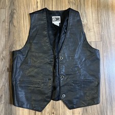 Vintage Nordstrom Black Leather Vest Sleeveless Sz L