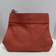 Coach Pebbled Coral Shoulder Bag Studded Acce...