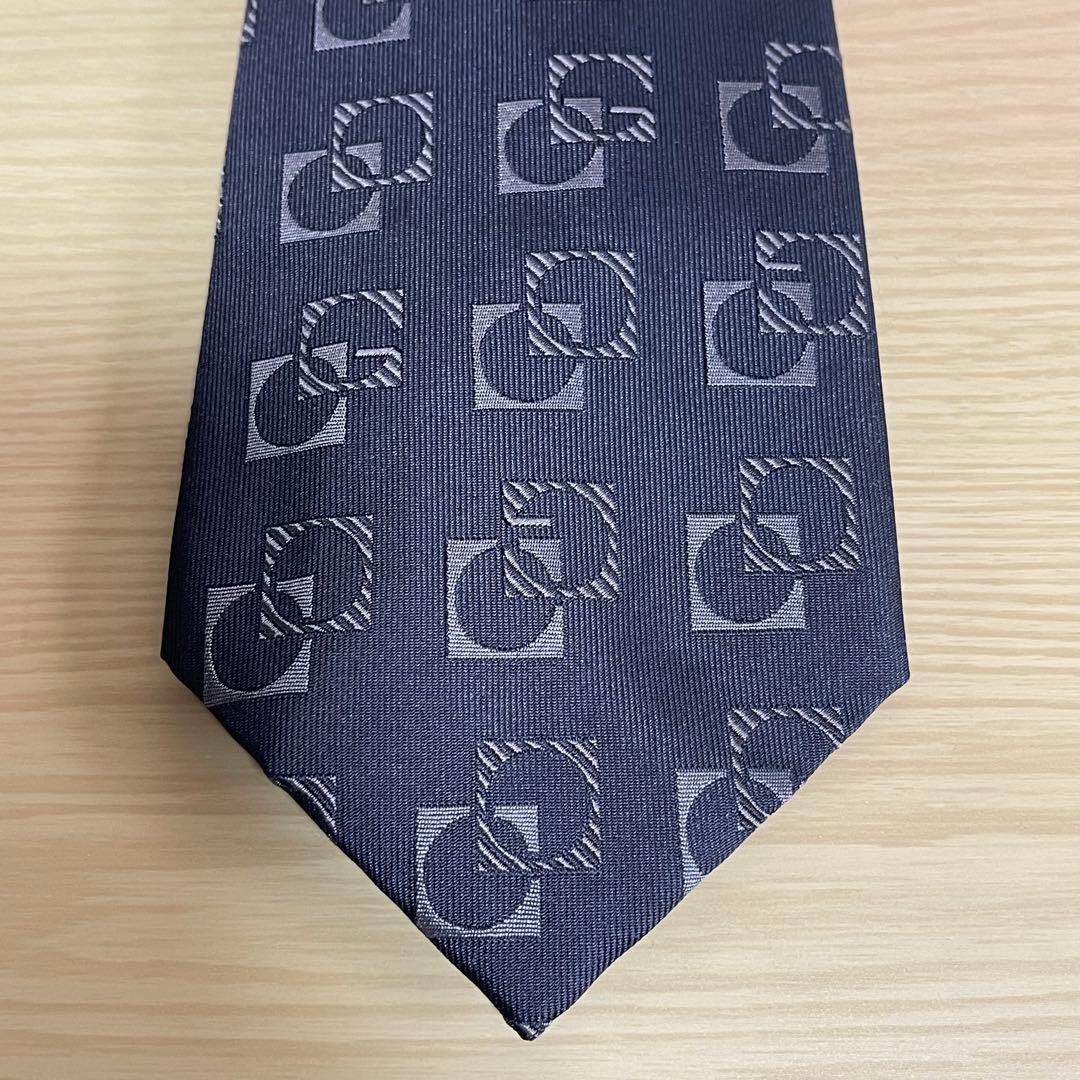 Gucci Necktie Tie 100% Silk Black Gray Square Pattern 3.7 inches From Japan thumbnail 5