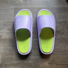 J/SLIDES Women Size 11M Squish Beach Slides Colors Purple And Green rk 
