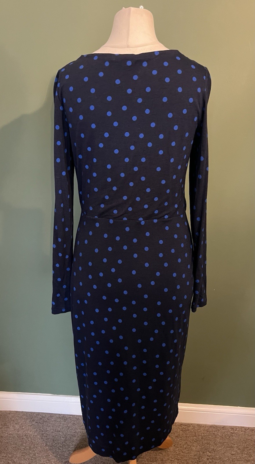 Boden Navy Spot Cowl Neck Dress UK 12 Helena image 3