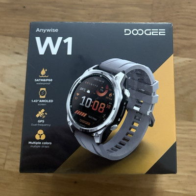 DOOGEE W1 Smartwatch 44 mm AMOLED GPS wasserdicht Silikonarmband Grau
