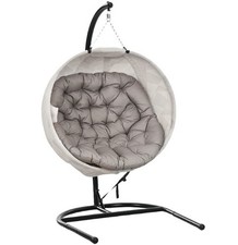 Image of Hanging Egg-shaped Chair Outdoor Indoor Swing Seat Folding Basket Sand Brown New