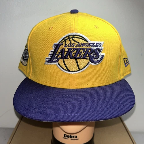 Los Angeles Lakers New Era 59Fifty Fitted 7 5/8 Gold Hat Purple Brim Never Worn