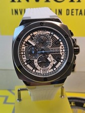 Invicta Racing Turbo Men's Watch 47mm White w/ Silver Bezel & Black Dial NEW! - Image 1