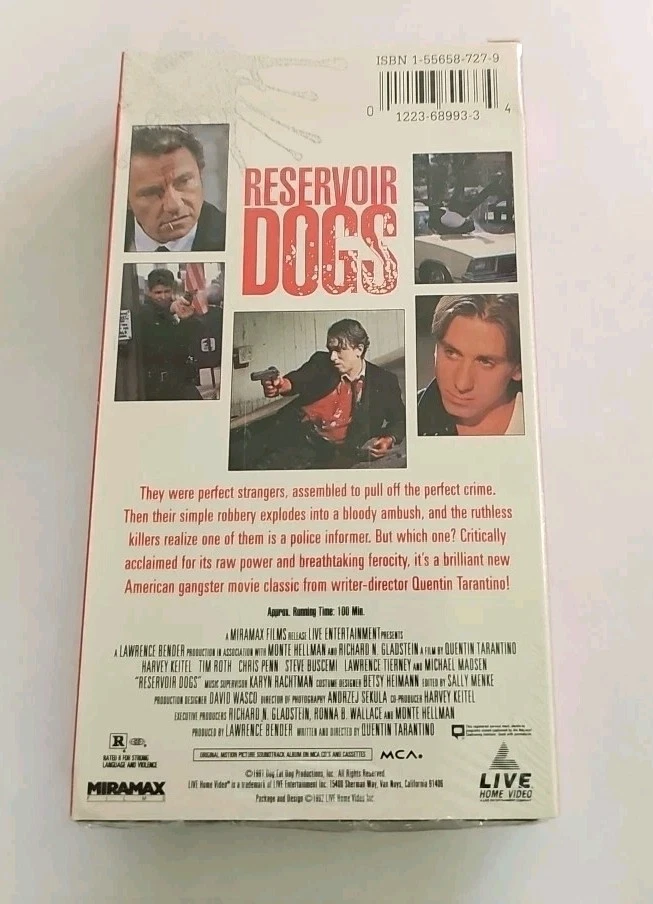 Reservoir Dogs VHS SEALED Watermarks Live Harvey Keitel Steve Buscemi VTG  - Image 2 of 4