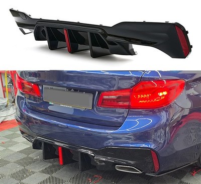 Diffusor für BMW 5er G30 G31 17-23 Schwarz Glanz Heckdiffusor Sport M/LED