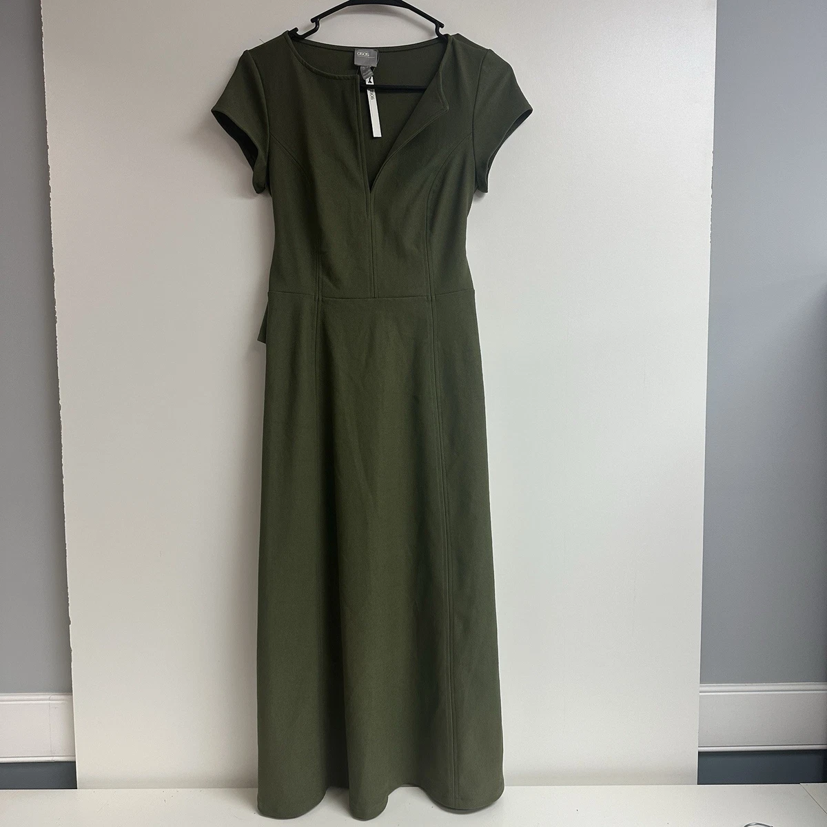 asos green dress sale ASOS DESIGN sheer chiffon tent mini dress in green stripe main image 1