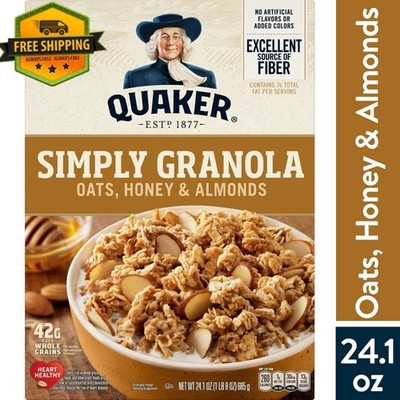 Quaker Simply Granola Cereal Oats Honey Almonds 24.1 oz Ready to Eat