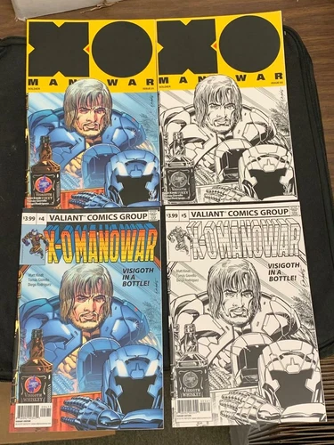 X-O Manowar #1,2,4,5,  All Bob Layton Iron Man Homage Variants Valiant Comics