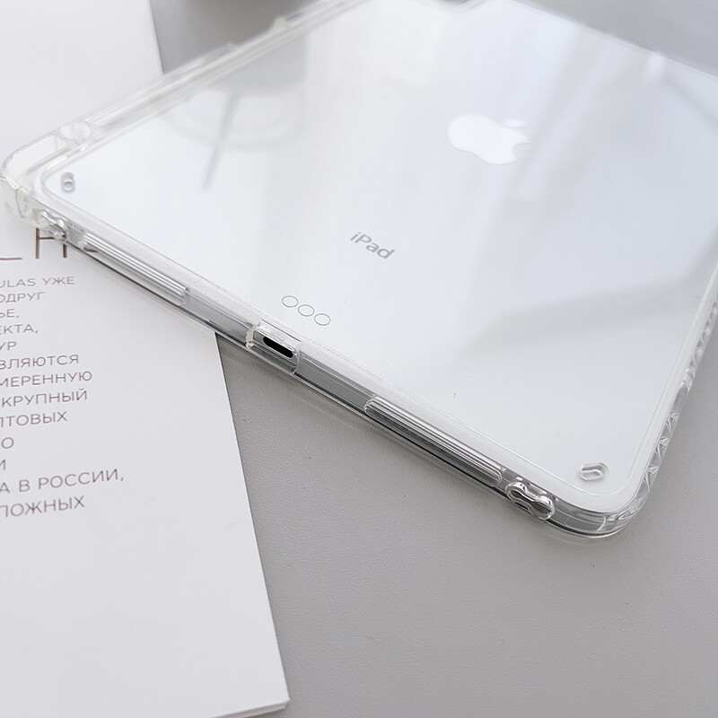 Clear Case Acrylic Hard Cover With Pencil Holder For iPad Pro 13