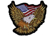 BRAND NEW BALD EAGLE AMERICAN FLAG PATRIOTIC BIKER IRON ON PATCH