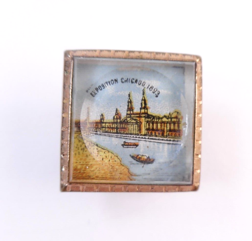 Antique 1893 Chicago Columbian Exposition World's Fair Button Collar Stud - Picture 8 of 8