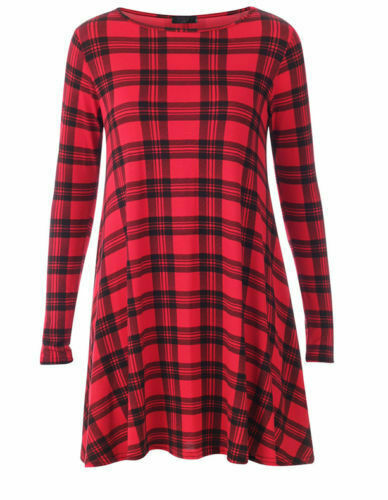 Women Long Sleeve Print Swing Dress Flared A Line Skater Dress Top Size 8-26 - Picture 3 of 15