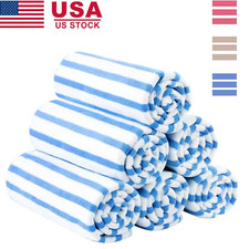 6/2 Pack Extra Large Beach Towel Cabana Striped Blue Wholesale Lot Towels Set