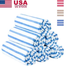 6/2 Pack Extra Large Beach Towel Cabana Striped Blue Wholesale Lot Towels Set