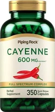 Cayenne Pepper Capsules | 600mg | 350 Count | Herbal Supplement | by Piping Rock