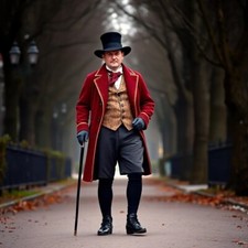 Men's Early 19th Century Red Wool tailcoat, Only Coat Is Included In price
