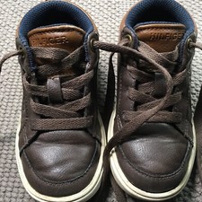 Tommy Hilfiger Little Boy Brown Hi-Top Sneaker, Size 8, Good Preowned