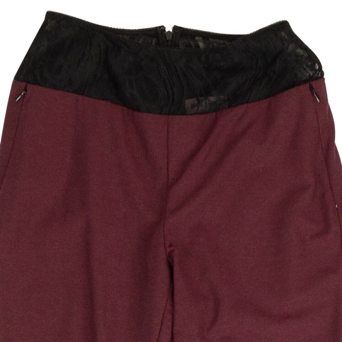 Pantaloni svasati in pizzo bordeaux e nero NUOVI PALM ANGELS taglia 4 40 $945
