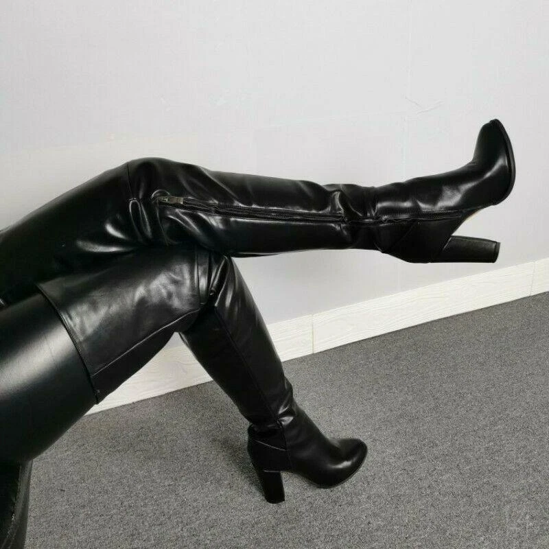 Hot Sexy Women s Thigh High Block Heels Over The Knee Boots Shoes Clubwear Boots