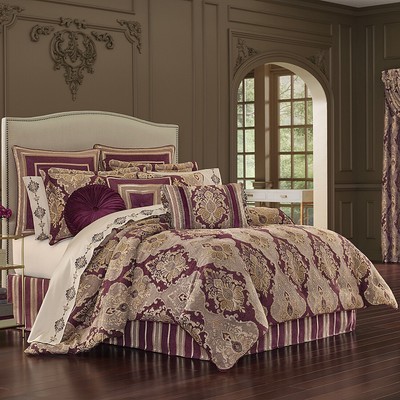 J Queen Amethyst Queen 4 Piece Elegant Comforter Set Purple Gold