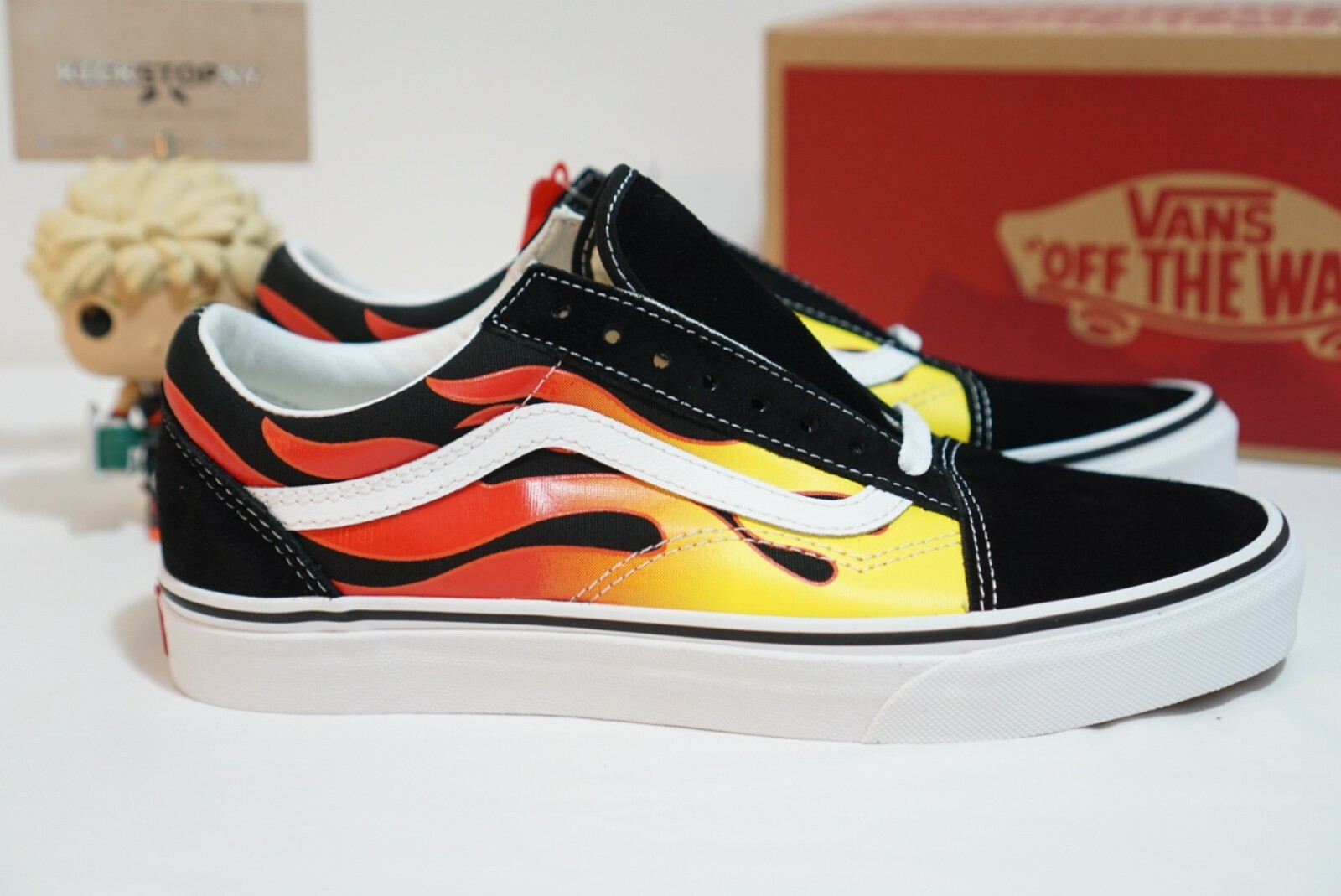 vans old skool flame black & white skate shoes