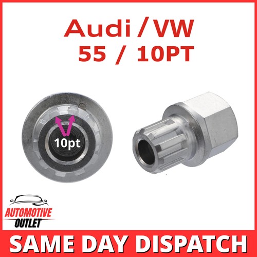 LOCKING WHEEL NUT SECURITY KEY 55 / 10PT SPLINE RIBS FOR AUDI SEAT SKODA VW