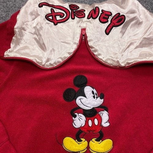 Mickey Mouse Jacket Girls Large Red Disney Fleece Zip Hoodie Satin Sweater - Picture 6 of 10