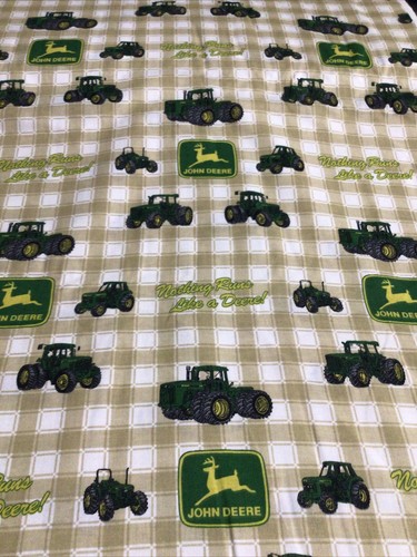 John Deere baby toddler sheets set tractors Tan Checks - Picture 1 of 1