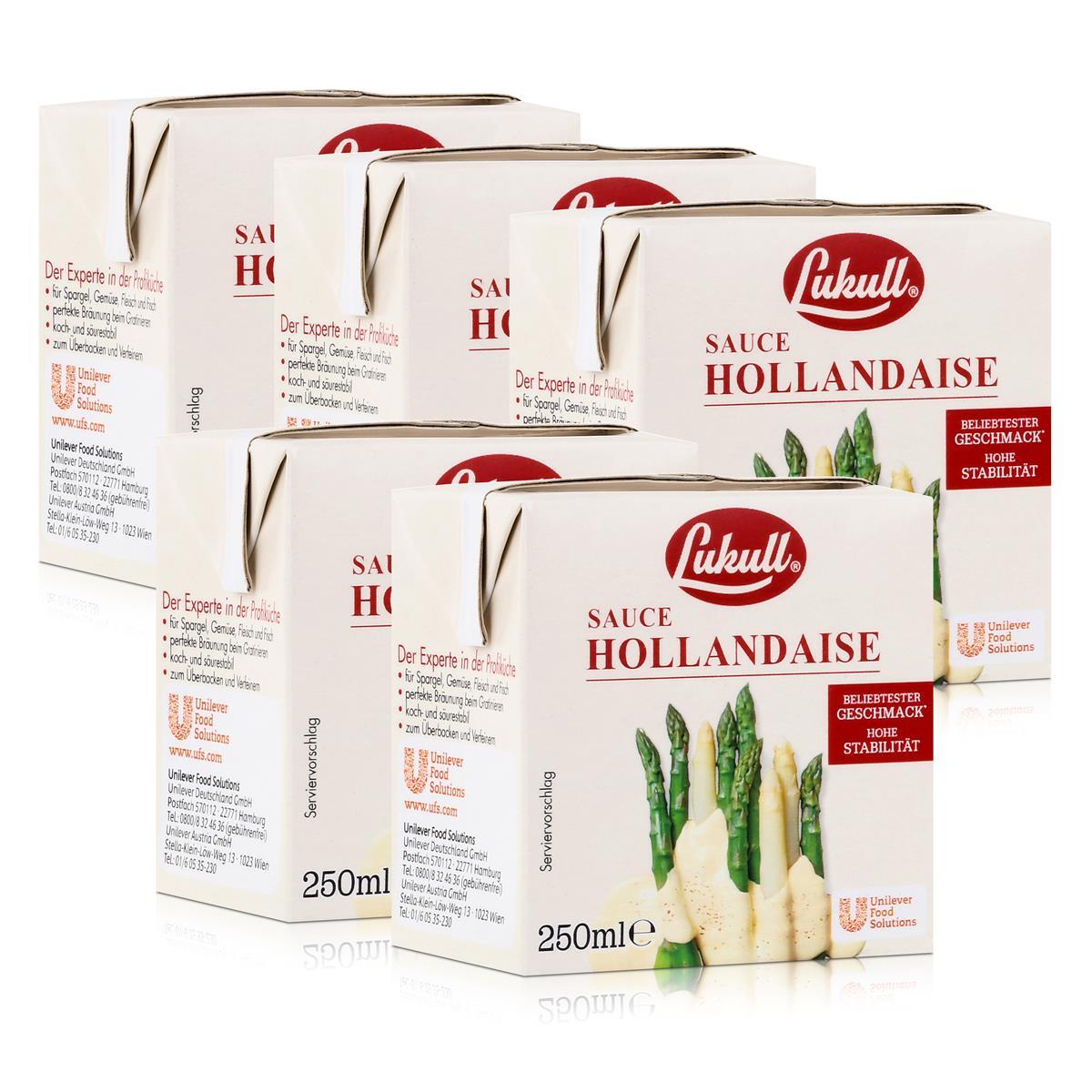 Lukull Sauce Hollandaise 250ml - Für Spargel, Gemüse, Fleisch & Fisch (5er Pack