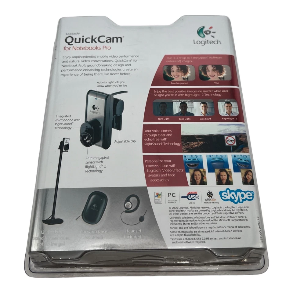 Logitech Quick Cam For Notebooks Pro Webcam Camera USB w/ Microphone NEW - Image 2 of 4