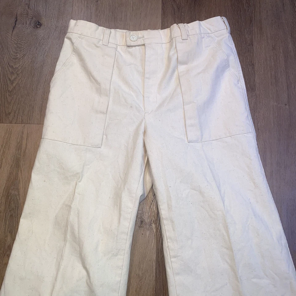 Винтажный 60-х 70-х годов Bell низ брюки расклешенный ноги холст диско хиппи мод мужской 32 31 - Изображение 2 из 4