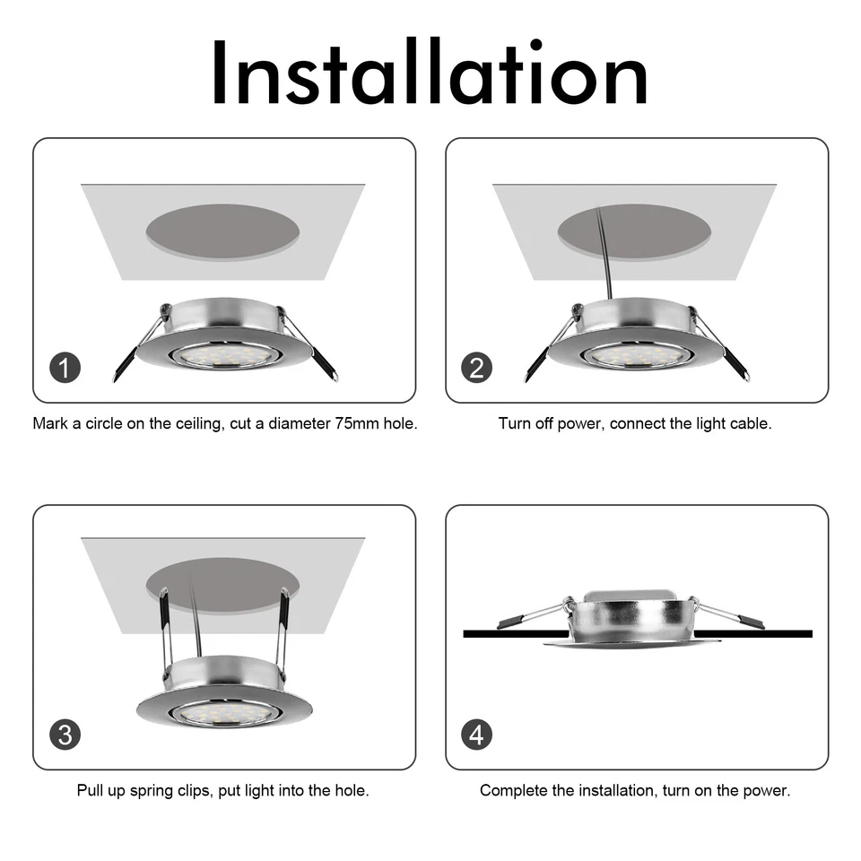 LED Spot Einbaustrahler Einbauleuchte Flach Einbauspots Deckenleuchte 230V IP44 - Bild 4 von 4