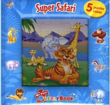 FIVE Jigsaw Puzzles Safari Board book NEW, Kids Games Fun Toy Gift Retail: 32