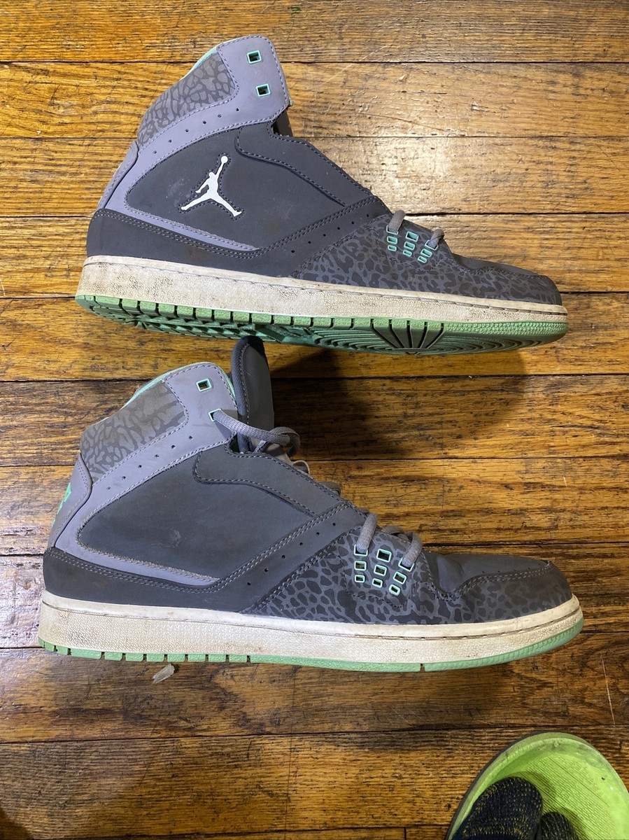 AIR JORDAN 1 FLIGHT 4 GREEN GLOW CEMENT GRAY ELEPHANT PRING (372704-058) Size 9 Jordan 1 Flight Grey Green Glow for Sale | Authenticity  main image 2