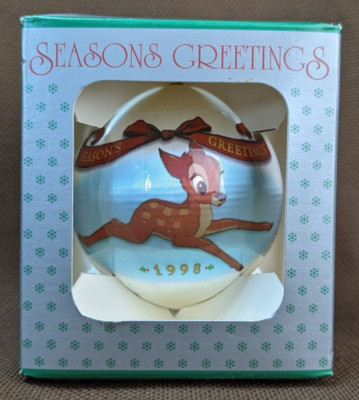 Vintage Disney 1998 Family Holiday Party Ornament Bambi Thumper Flower IN BOX #1